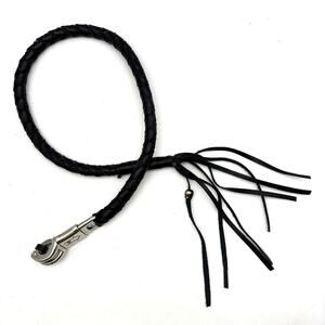 NEW Dream Apparel Black Braided Leather Silver Skull Tassel Get Back Whip 42"